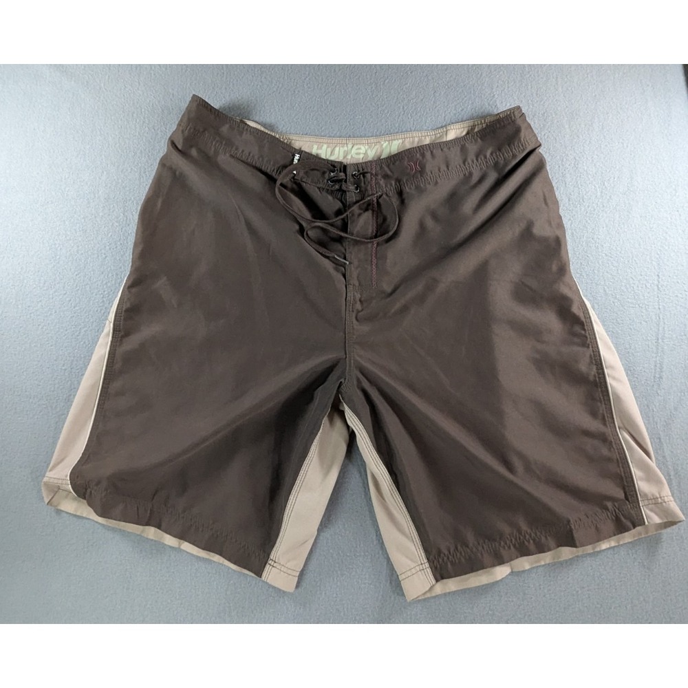 Hurley Mens True Performance Board Shorts Swim Trunks‎ 34 Brown Tan Colorblock
